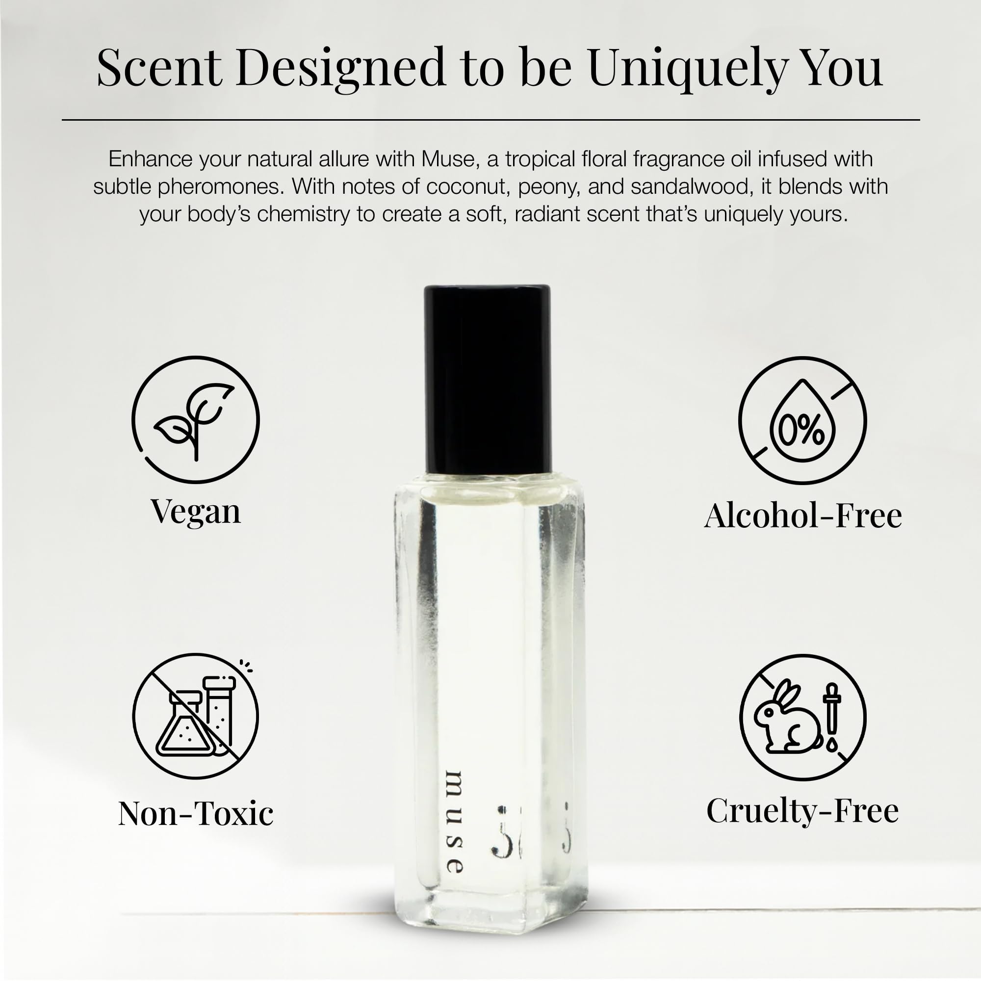 Riddle Oil Muse Roll On Fragrance Perfume - Fruity Citrus Floral Mini Rollerball Fragrances for Women - Coconut, Peony, Magnolia, Bergamot, Sandalwood, and Amber