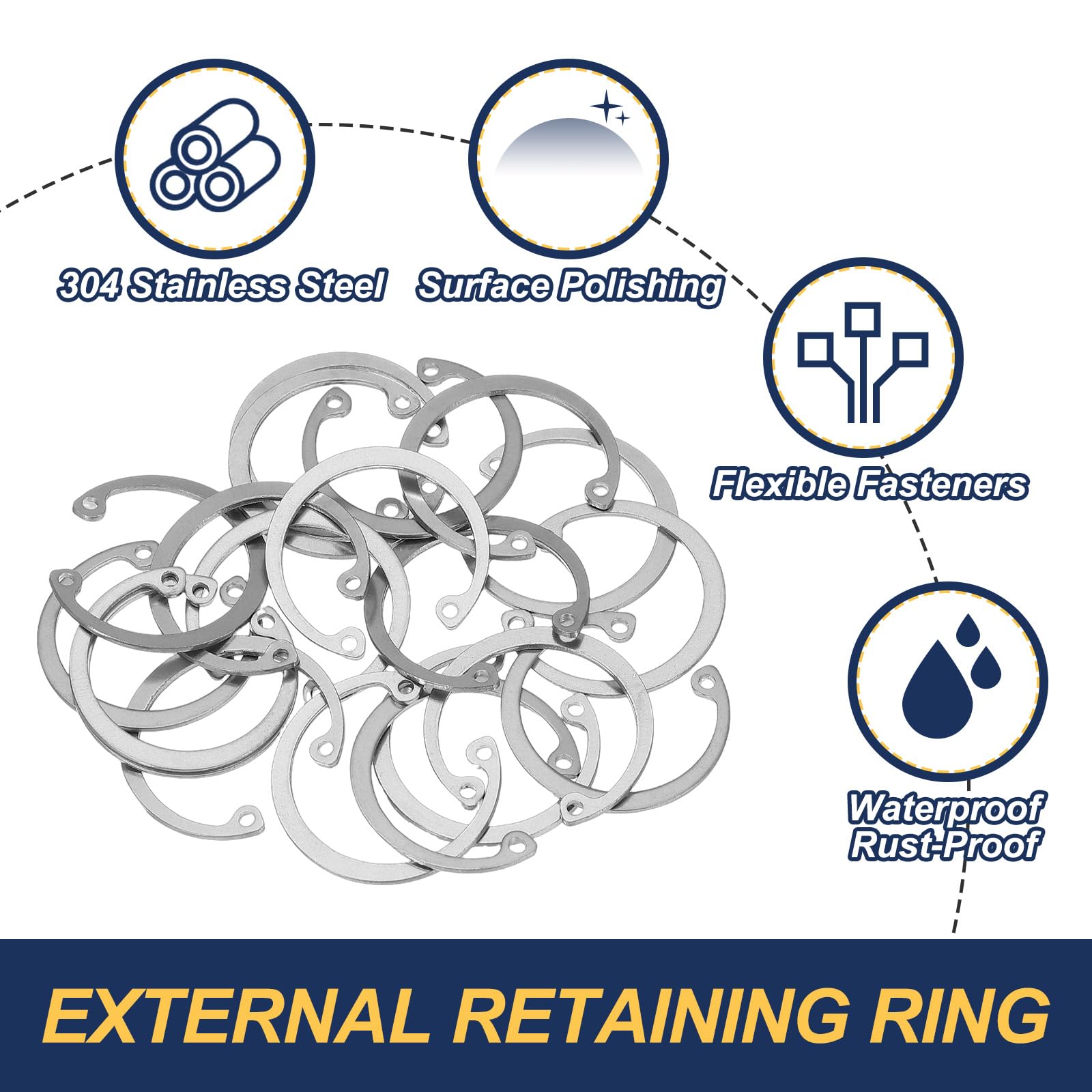 PATIKIL 20 Pcs 30mm ID Internal Retaining Rings E-Clip Snap Ring 304 Stainless Steel, Silver - Image 3