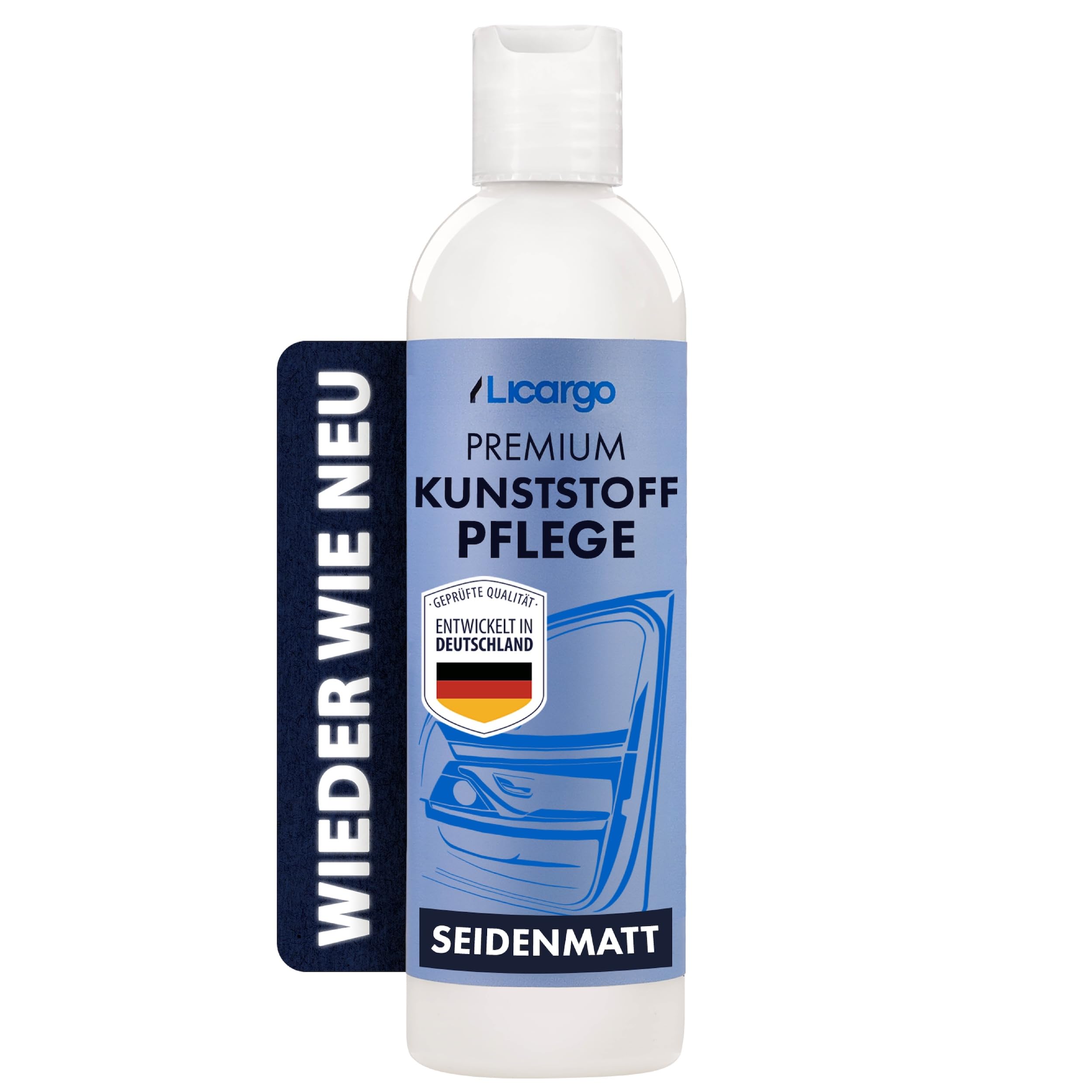 LICARGO Kunststoffpflege Auto 250ml - Farbauffrischung & Tiefenpflege für Kunststoffteile innen & außen, UV-Schutz Kunststoffreiniger gegen Verblassen, Cockpitpflege & Kunststoff Auffrischer