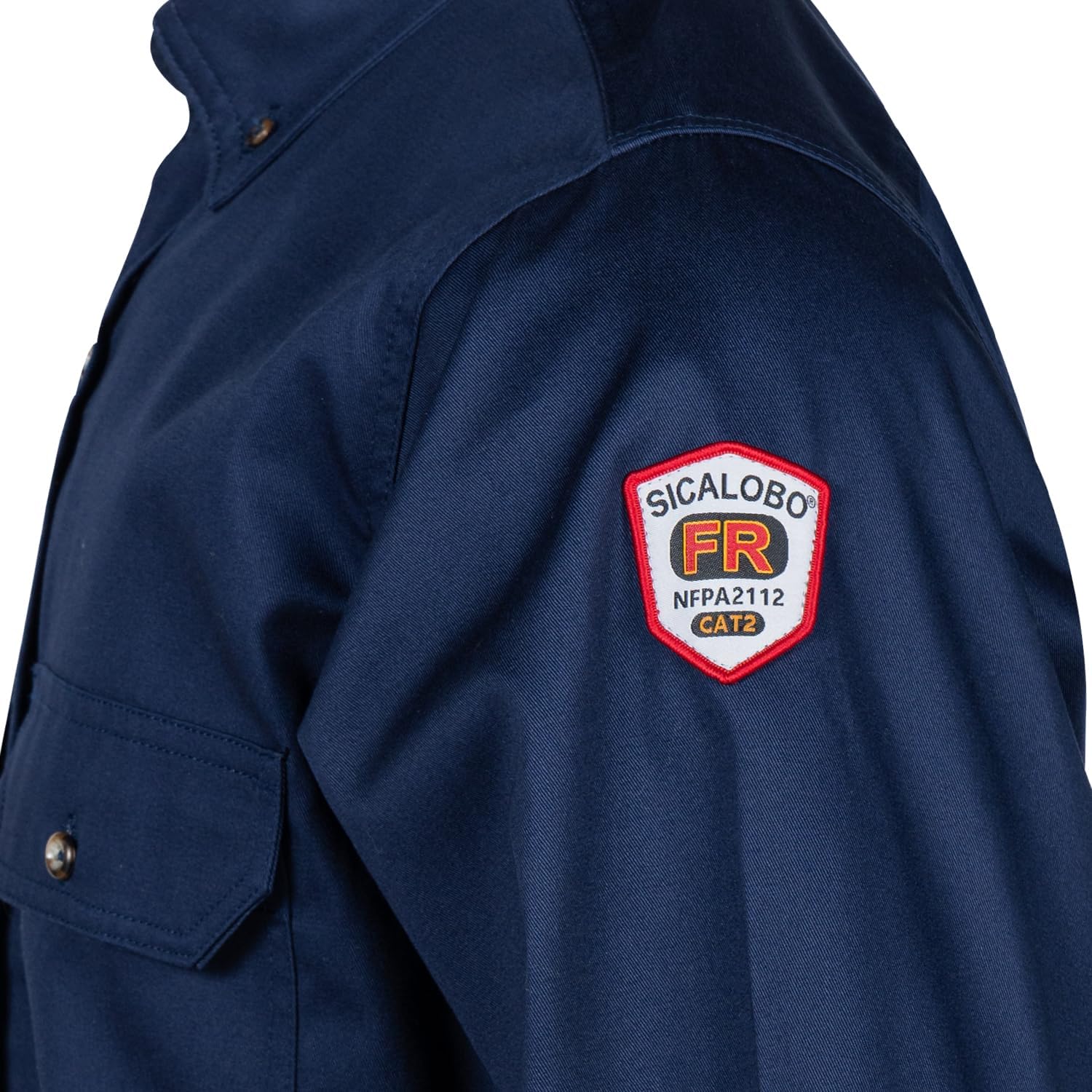 Men's Flame Resistant Work Shirt,7oz FR Twill Long Sleeve Workwear,CAT 2 Relaxed Fit Welding Shirt - Image 2