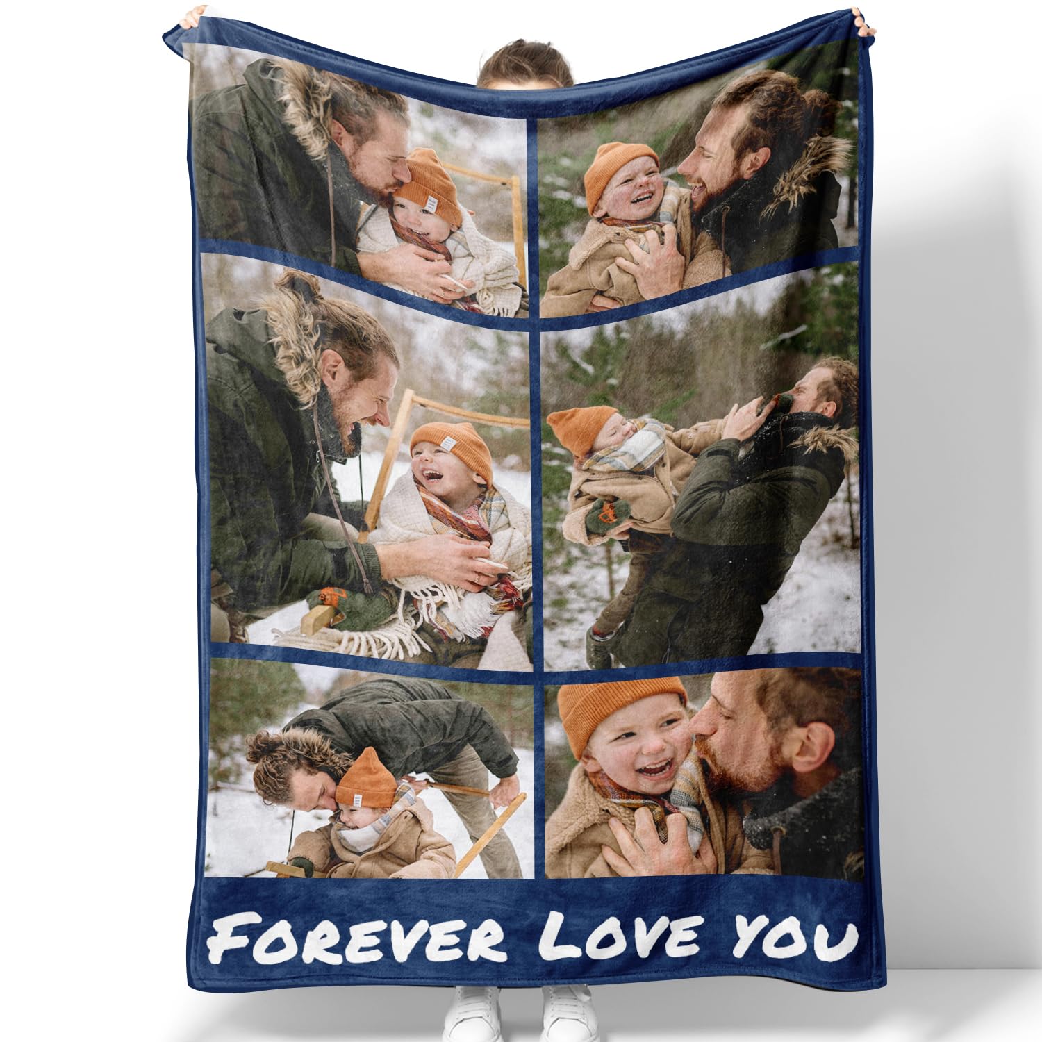 Personalised Blanket with Photos & Text, Custom blanket Throws with Picture, Customised Blankets for Family, Kid, Personalised for men, women,blanket gifts for Christmas, Birthday, Valentine‘s Dayid