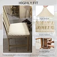 Vista 2 de SearchI Stretch Dining Chair Seat Covers Set of 6, Soft Removable Washable Seat Covers for Dining Chairs, Dining Room Seat Cover Slipcover Protector
