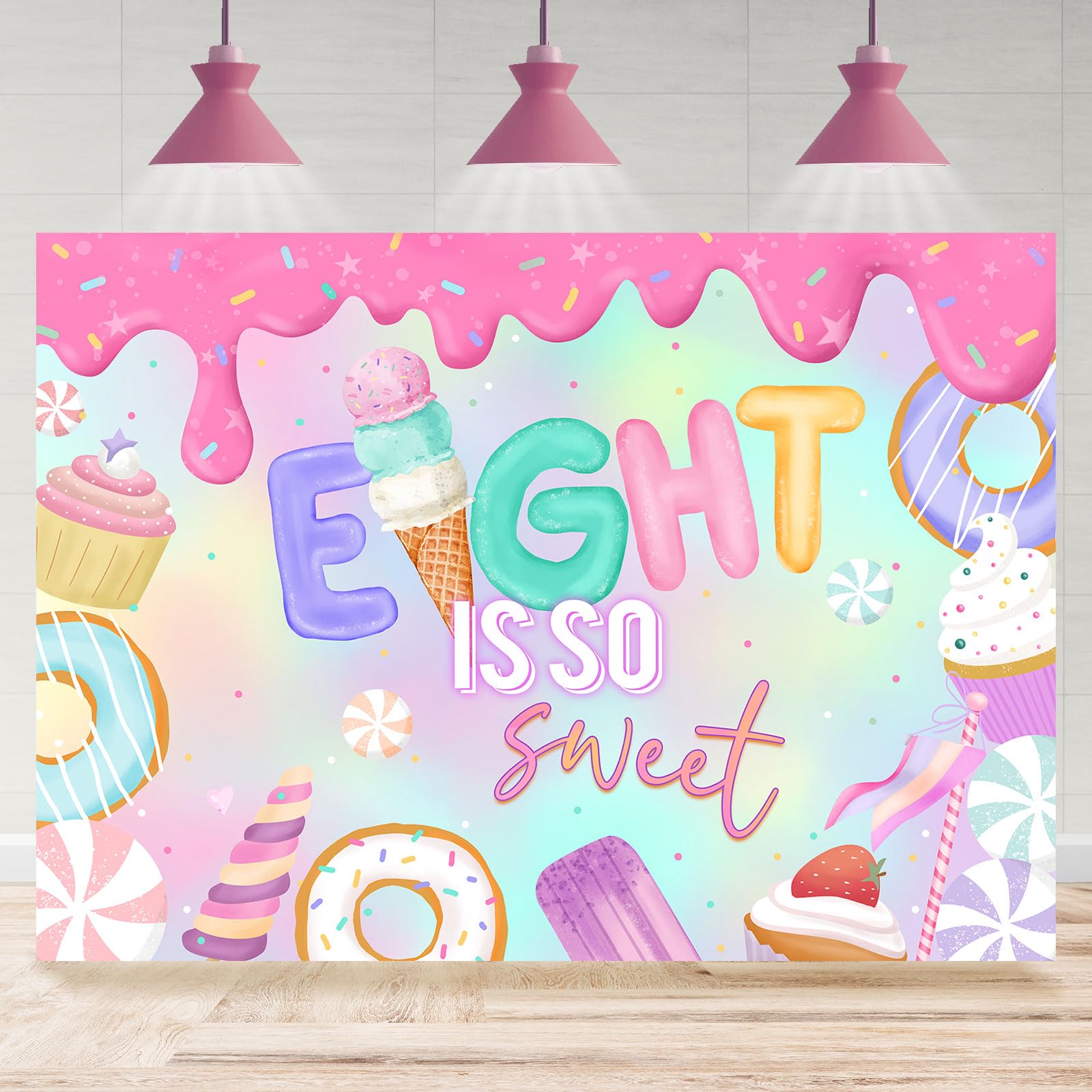Eiscreme-Geburtstags-Hintergrund 2,1x1,5 M – Sommer, Kinder, Fotohintergrund