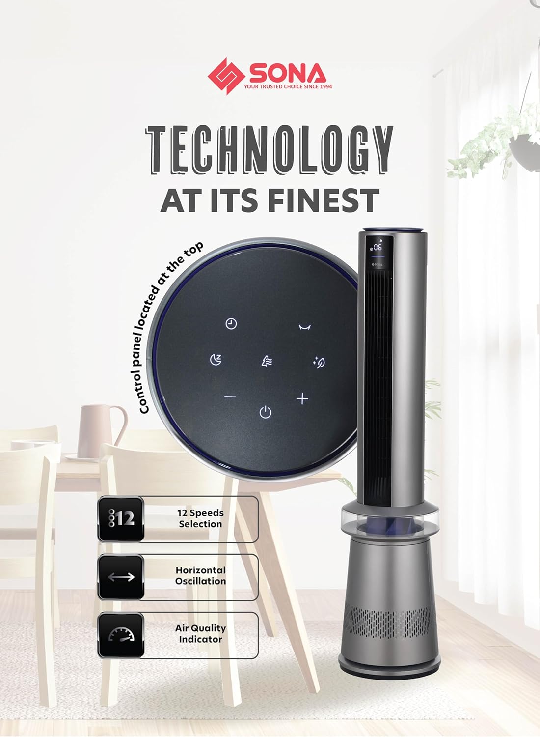 Control panel of SONA Air Purifying DC Fan