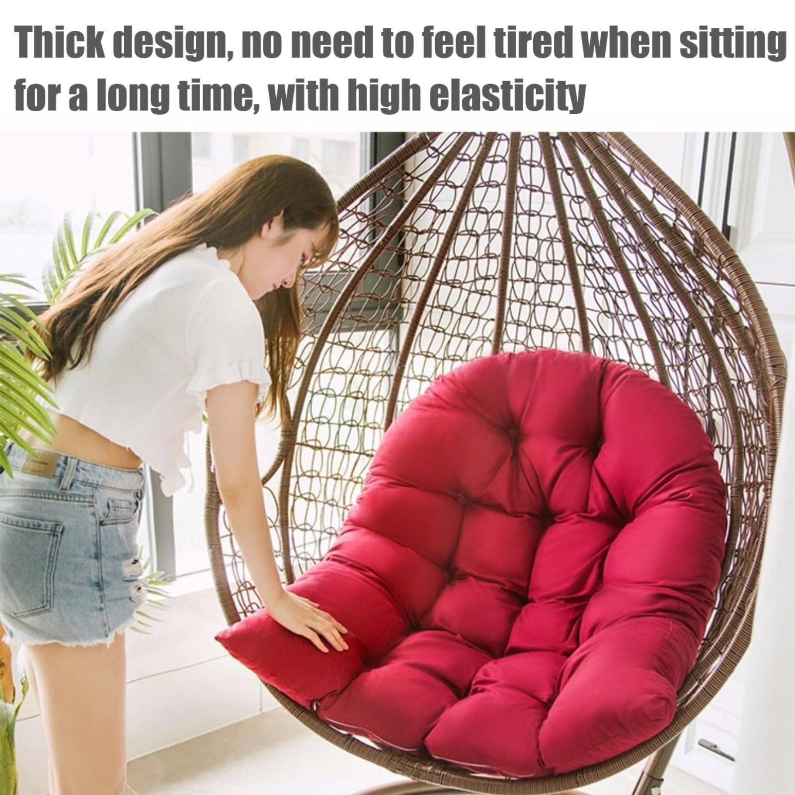 Cojín para silla con forma de huevo, cojín para sillón colgante, cojín para silla de ratán, cojín integrado, varias opciones de color, apto para jardines exteriores, columpios interiores, sofás