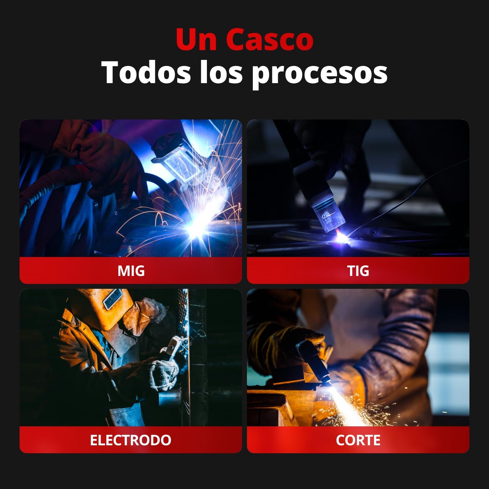 Máscara de Soldar Automática Harukiku | Doble Alimentación Solar+Pilas | Visor Auto-Oscurecimiento DIN4-9/13, Óptica 1/1/1/1 con Tecnología True Color