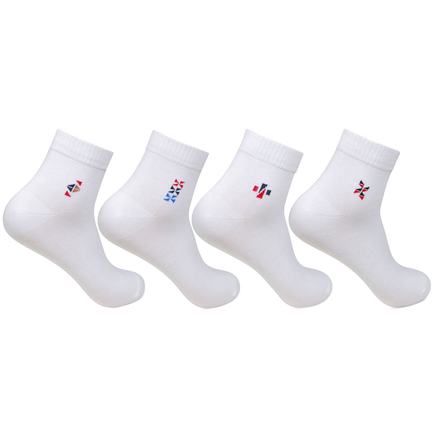 bonjour Centre Motif White Office/Business/Formal Ankle Socks for Men - Pack Of 4-picture-17
