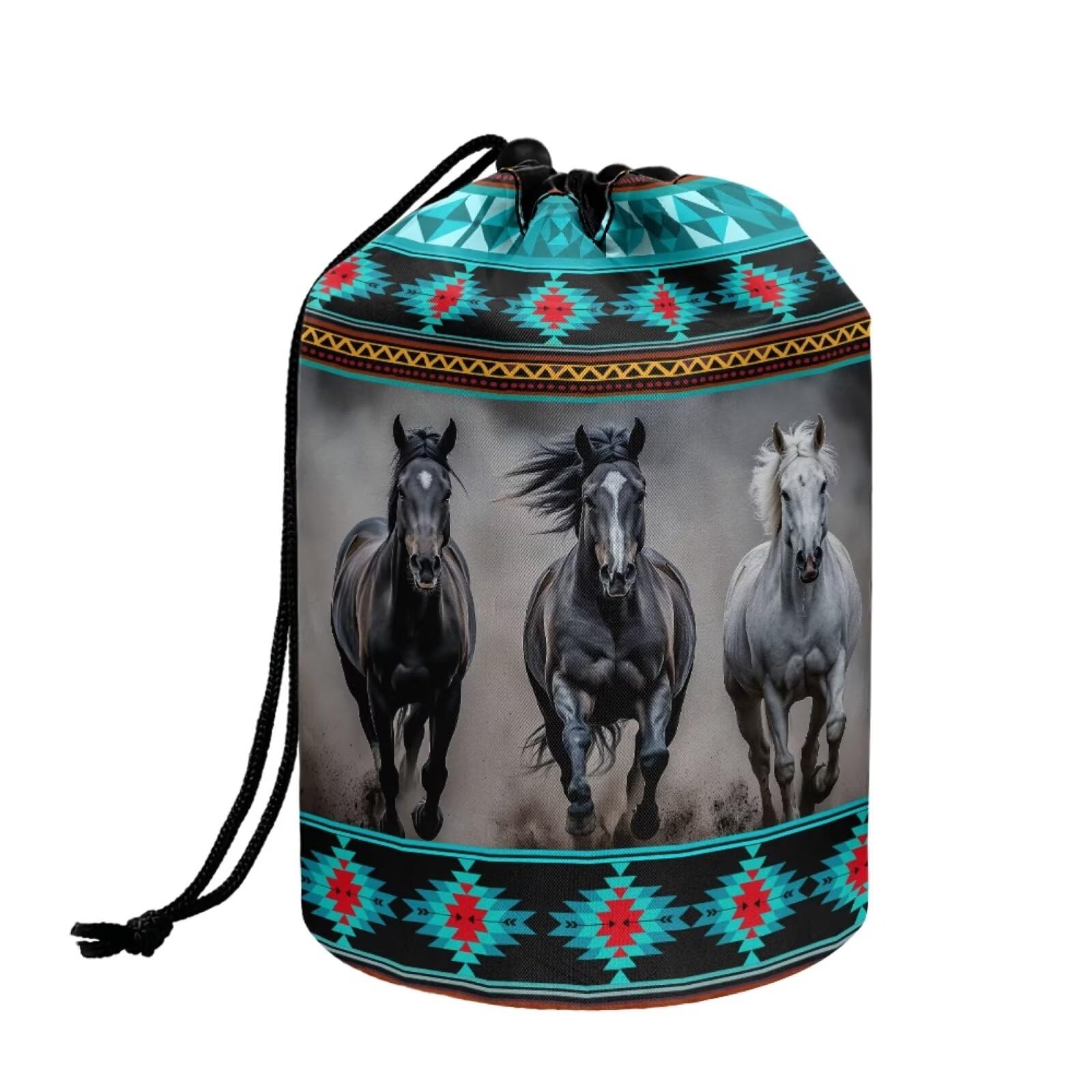 chaqlin Hippie Lotus Print Travel Cosmetic Bags Barrel Makeup Bag,Women Girls Portable Foldable Cases Multifunctional Toiletry Bucket Bags Round Organizer Storage Pocket — view 46