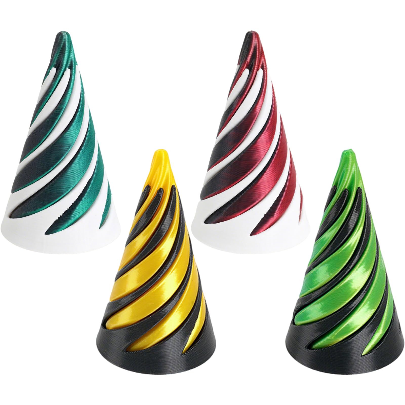 LEBKFT 2 Pcs 3D Printed Spiral Cone Fidget Toys, Impossible 3D Spiral Pyramid Fidgets for Stress Relief and Focus Sensory Toys for Adults and Kids Home Office Desk Decoration Gifts (Combination F)
