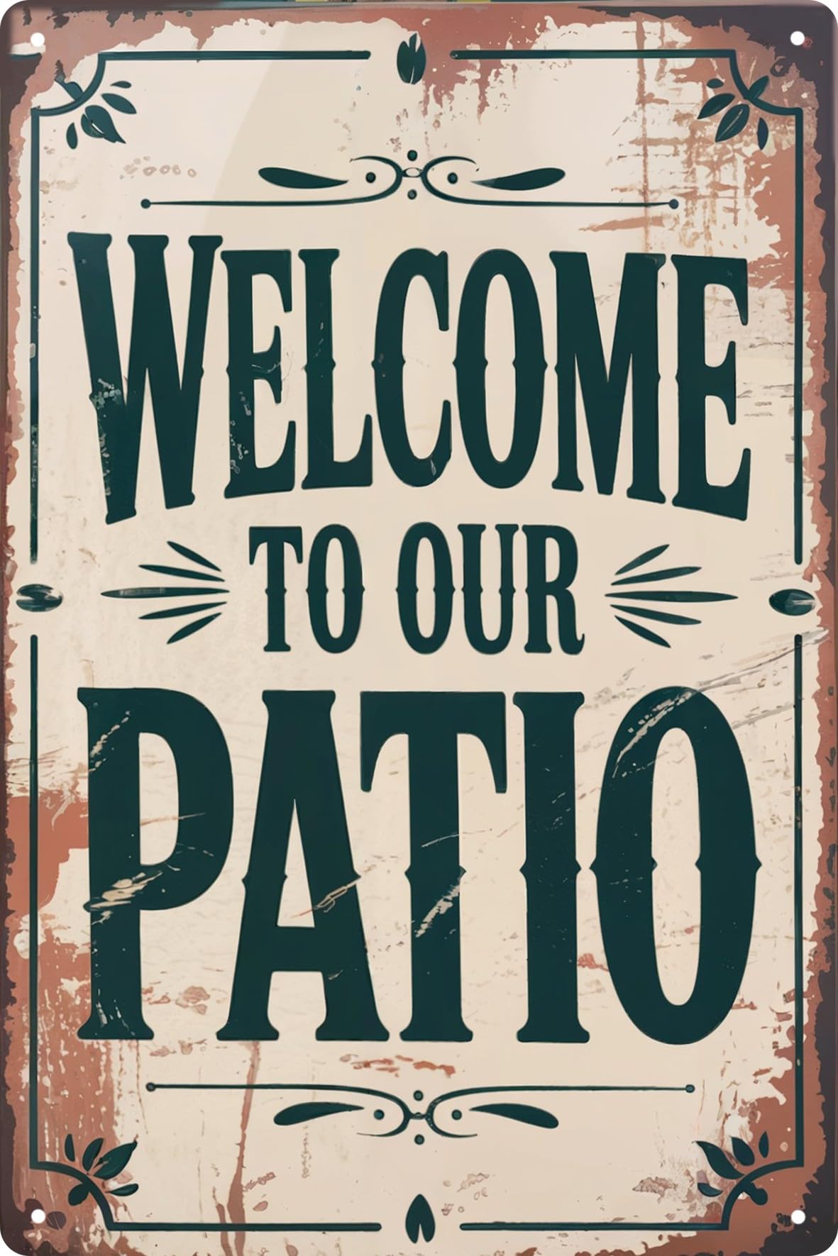 Welcome To Our Patio Beach Pool Funny Retro Metal Tin Signs Wall Decor 12x8 in