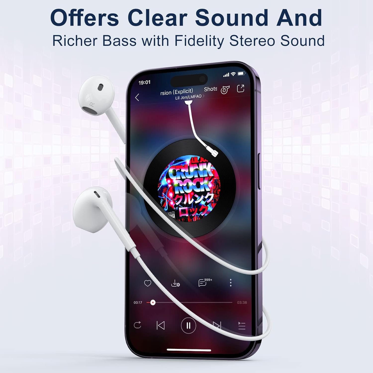 Bivvclaz Écouteurs Filaires Intra-Auriculaires, antibruit filaires stéréo HiFi avec Micro et contrôle du Volume intégrés compatibles avec iPhone 14 Pro Max/14 Plus/13 Pro/13/12/11/XR/XS/X/SE/7