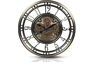 CLXEAST Gear Wall Clock with Piston, 28 Inch