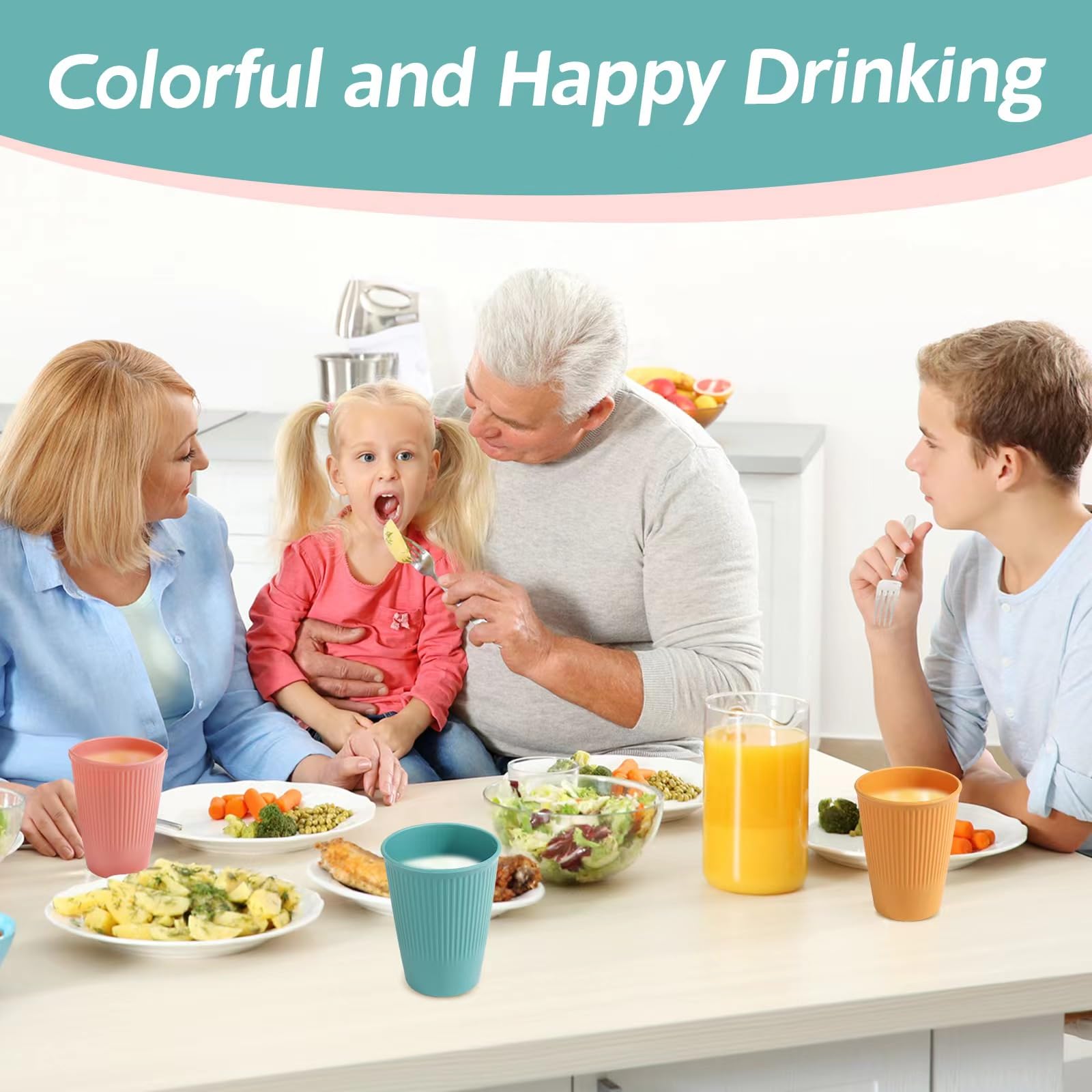 10 er Kaffeetassen,Trinkbecher für Kinder und Erwachsene,Bruchfeste Wiederverwendbare Trinkbecher aus Gesundes PP,Mikrowellen- und spülmaschinenfest (5 Farben)