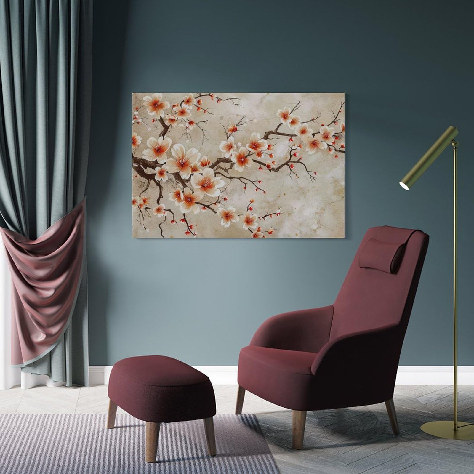 Junmoney Canvas Wall Decor Cherry Blossom Japanese, 20x30inch(50x75cm), for Bedroom, Guest Room Or Reading Nook, Decorative Wall Art for Cosy Rooms