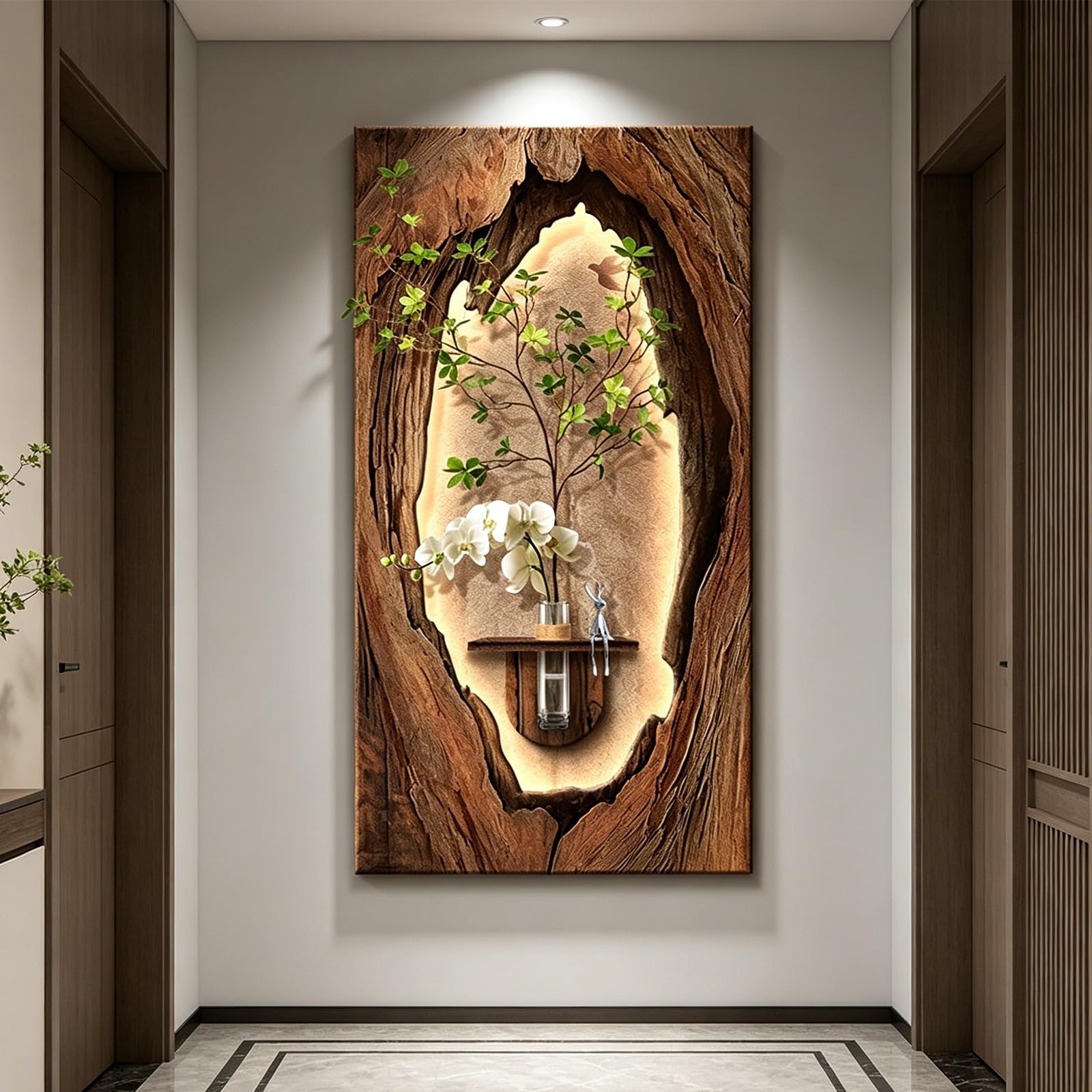 Tableau Mural LED 3D Sculpture Relief Grès Déco Salon 60x120