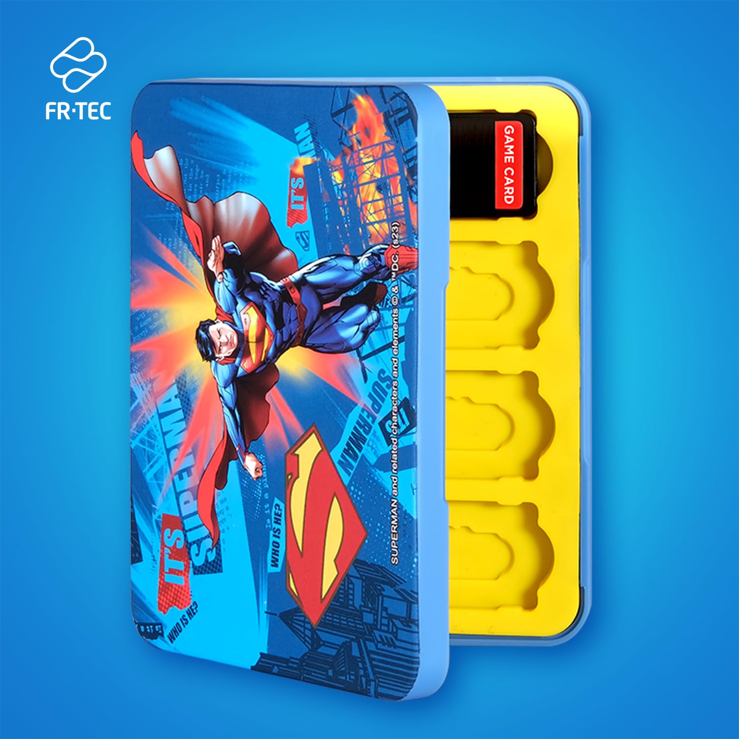 FRTEC - Kit d'accessoires DC sous licence officielle, étui rigide + poignées compatibles avec Nintendo Switch et Switch OLED (SUPERMAN)