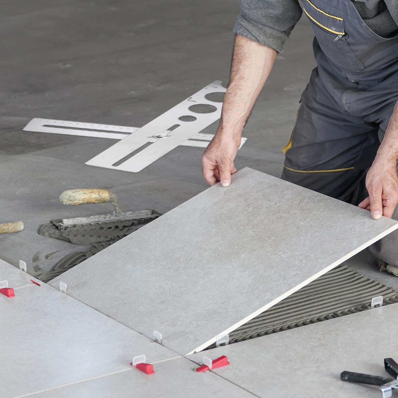 Fliesen Winkel Messlineal, Edelstahl Einstellbar Fliesen Lochsucher, Locher Locator Lineal Keramik Template Tool für Fliesenleger Loch