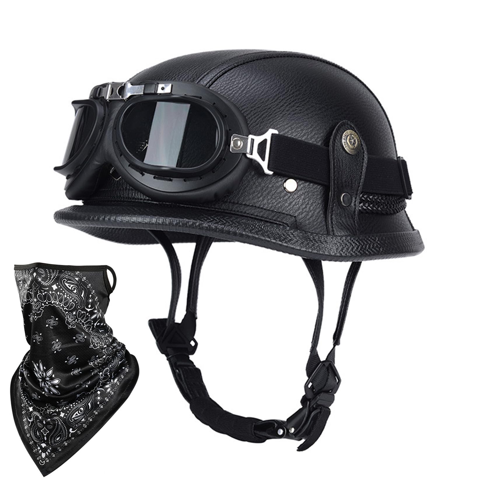 Casco abierto retro con homologación DOT y gafas para conducción de scooter urbana