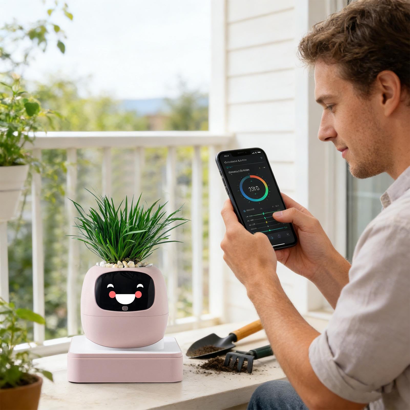 Genérico Vaso intelligente – Fioriera con guida AI per animali domestici nella cura delle piante, vaso per , per interni, casa, ufficio, soggiorno, camera da , balcone, patio