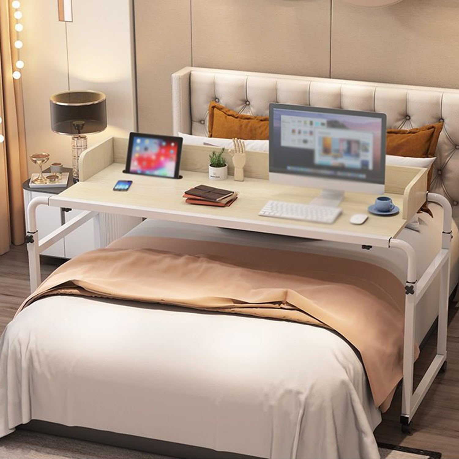 Regulowana wysokość nad łóżkiem stół biurkowy z kółkami dla niepełnosprawnych, składana taca na łóżko king size do szpitala, Nrs Over-bed od Amazon