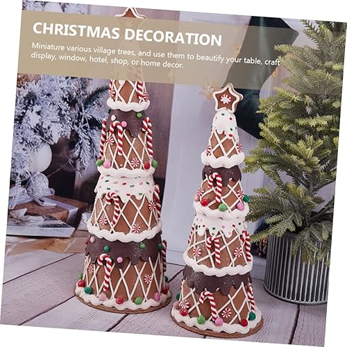 Miniatura 5 de Beatifufu Decoración de Navidad Bastones de caramelo de arcilla Decoraciones de árbol de Navidad Resina Pan de jengibre Árbol de Navidad Estatua de