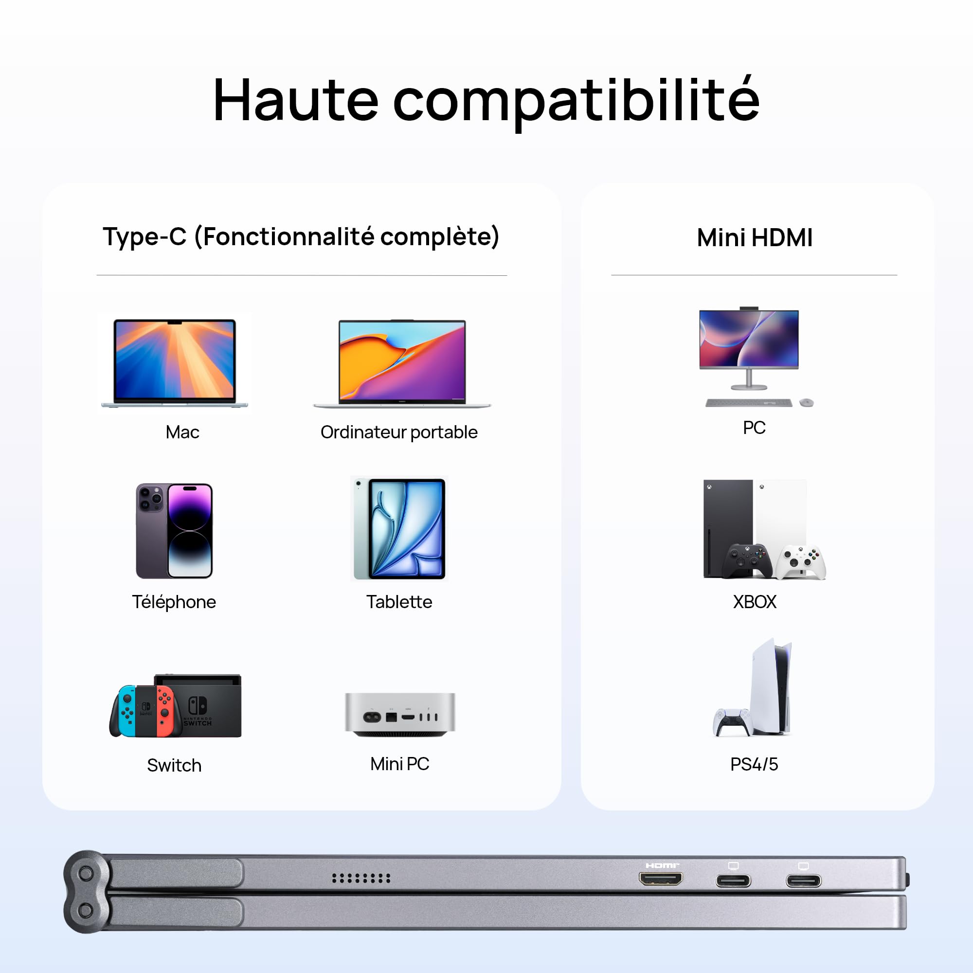 ARZOPA Moniteur Portable Double 15,6" Écran FHD IPS 100% sRGB, Pliant Extension pour Laptop, USB-C & HDMI avec Réglable, pour Mac PC Windows Gaming Télétravail Bureau Voyage-E1