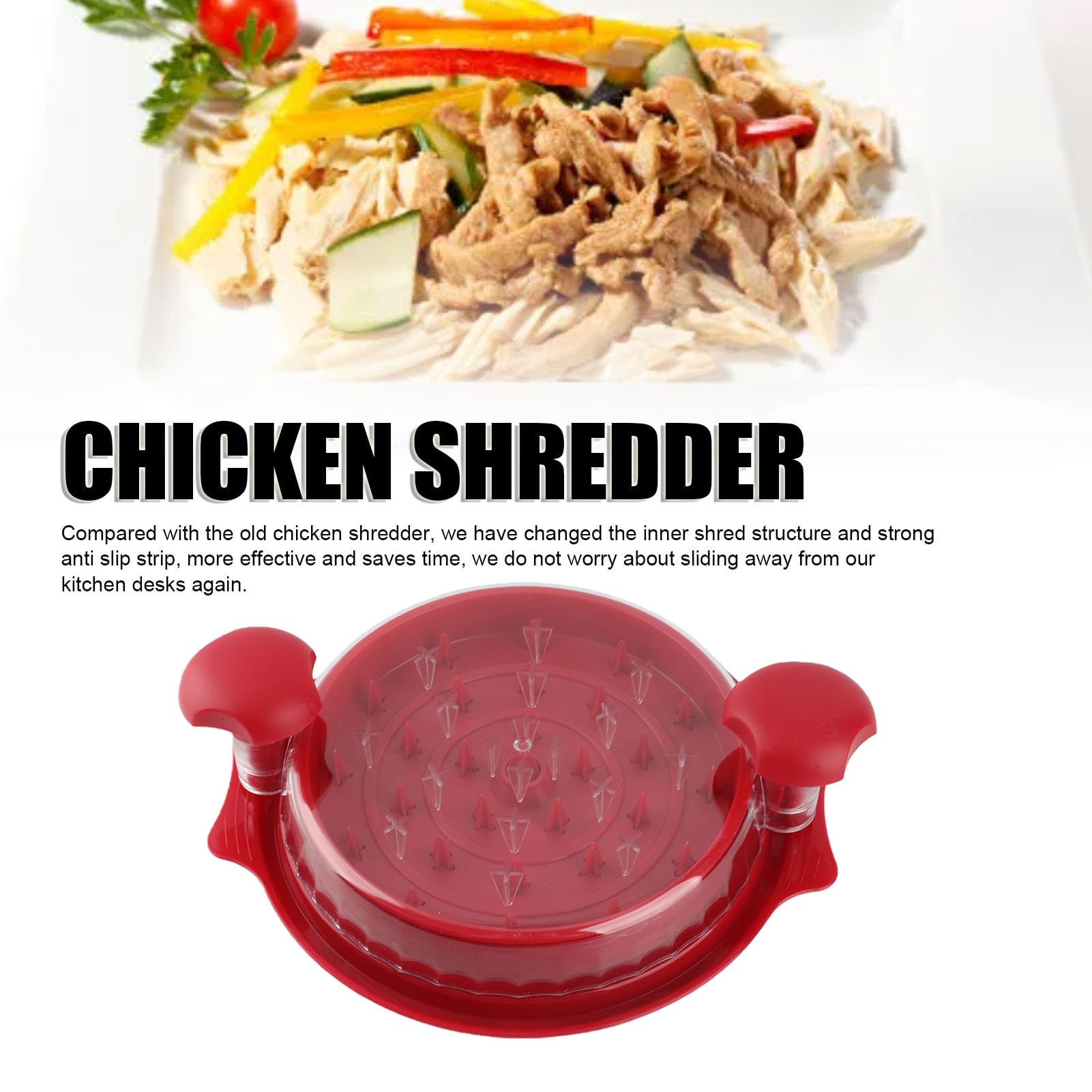 Torcer para Herramientas de Pollo, Carne Rallada Más Rápida, Ayudante de Cocina, Cubierta Transparente, Fácil de Usar (rojo)