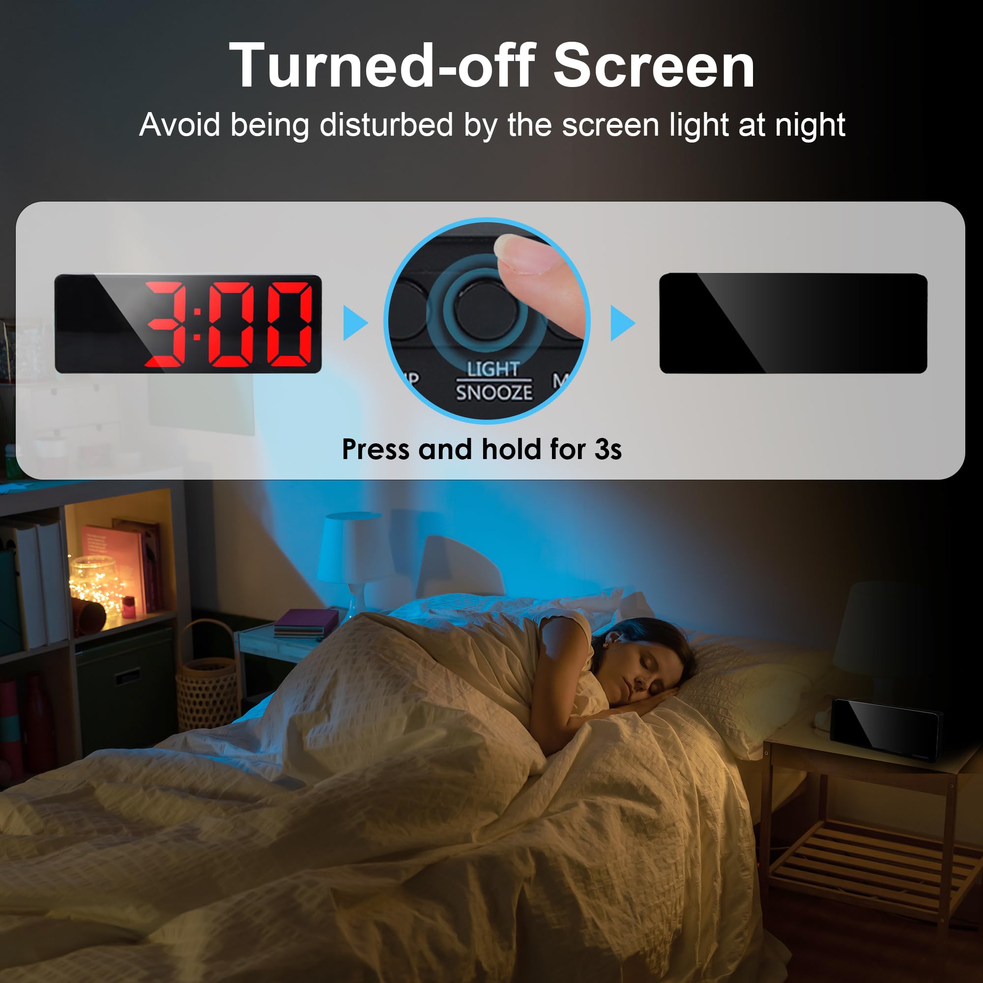 Lafocuse Digitaler Wecker Mit Gebogenem LED Display - Duale Alarme, 4 Helligkeiten, USB/Batterie