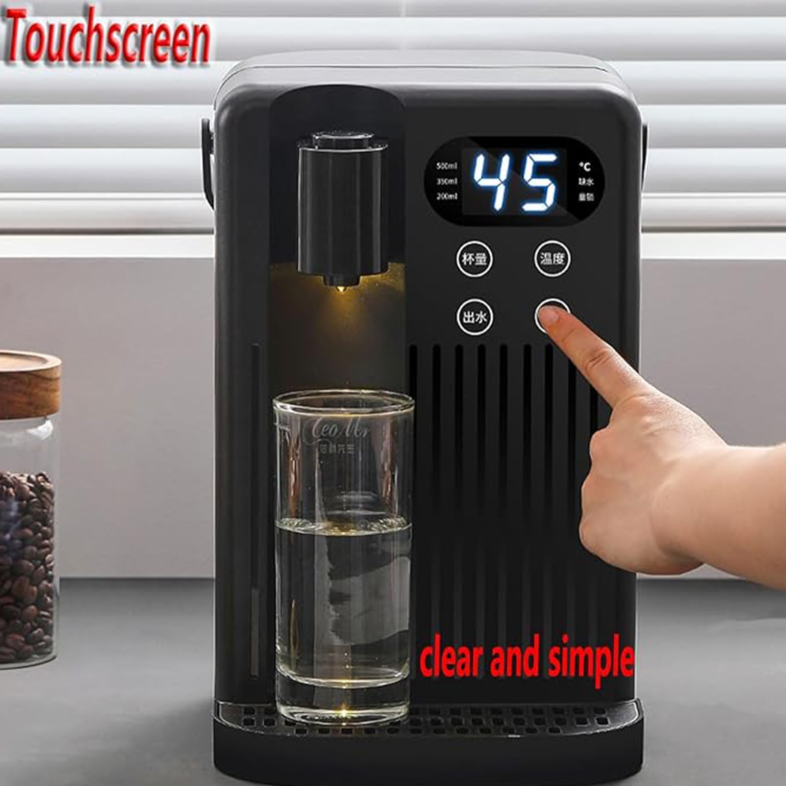 Dispensador instantáneo de agua caliente, pantalla táctil inteligente 3s Calor instantáneo, 12 niveles de temperatura del agua, 3L de gran capacidad para cocinas, dormitorios, vehículos recreativos, s