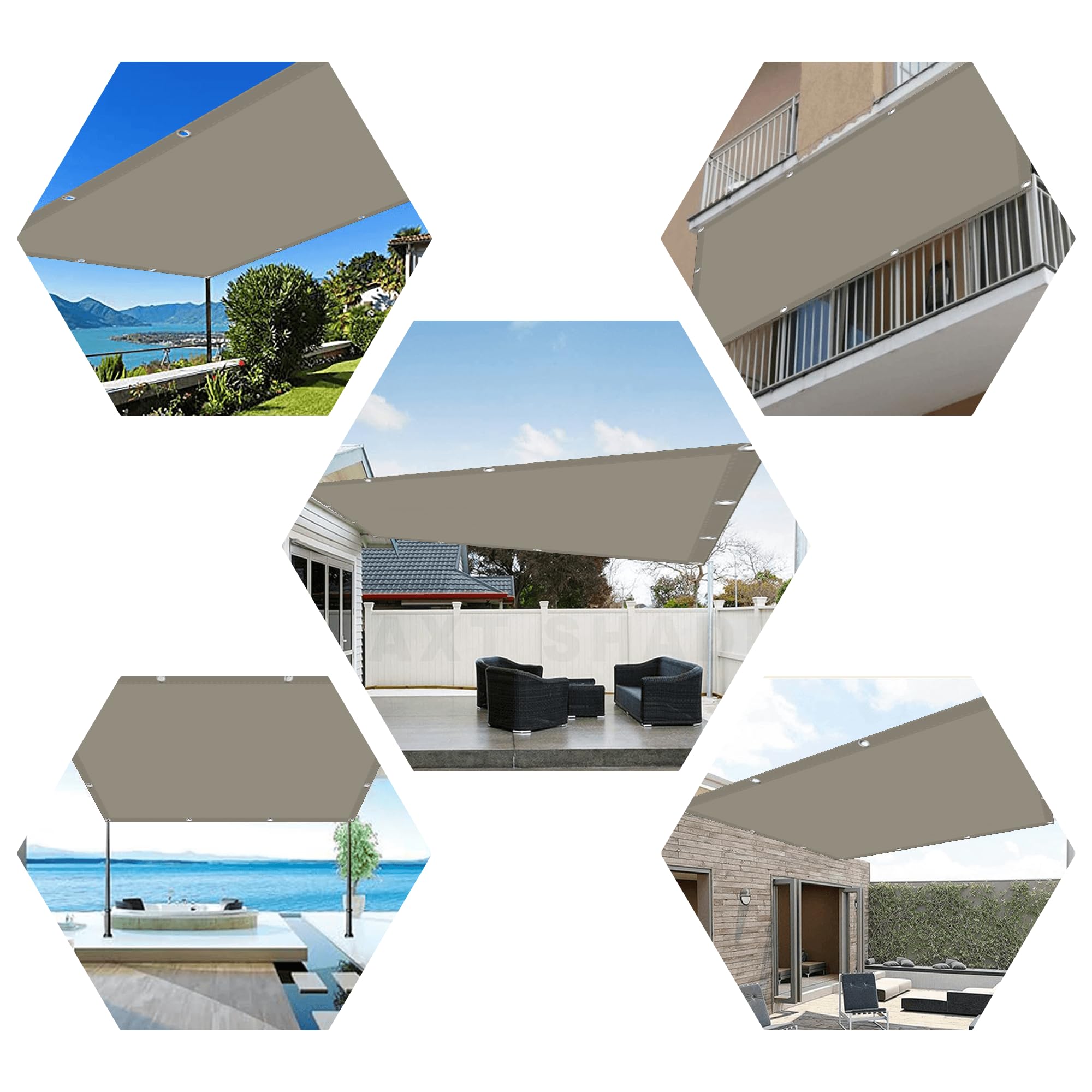 Sonnensegel Wasserdicht 4 x 5 m inkl Befestigungsseile Sonnenschutz Und Wetterschutz Markise Sonnenschutz für Garten Balkon Und Terrasse, Taupe