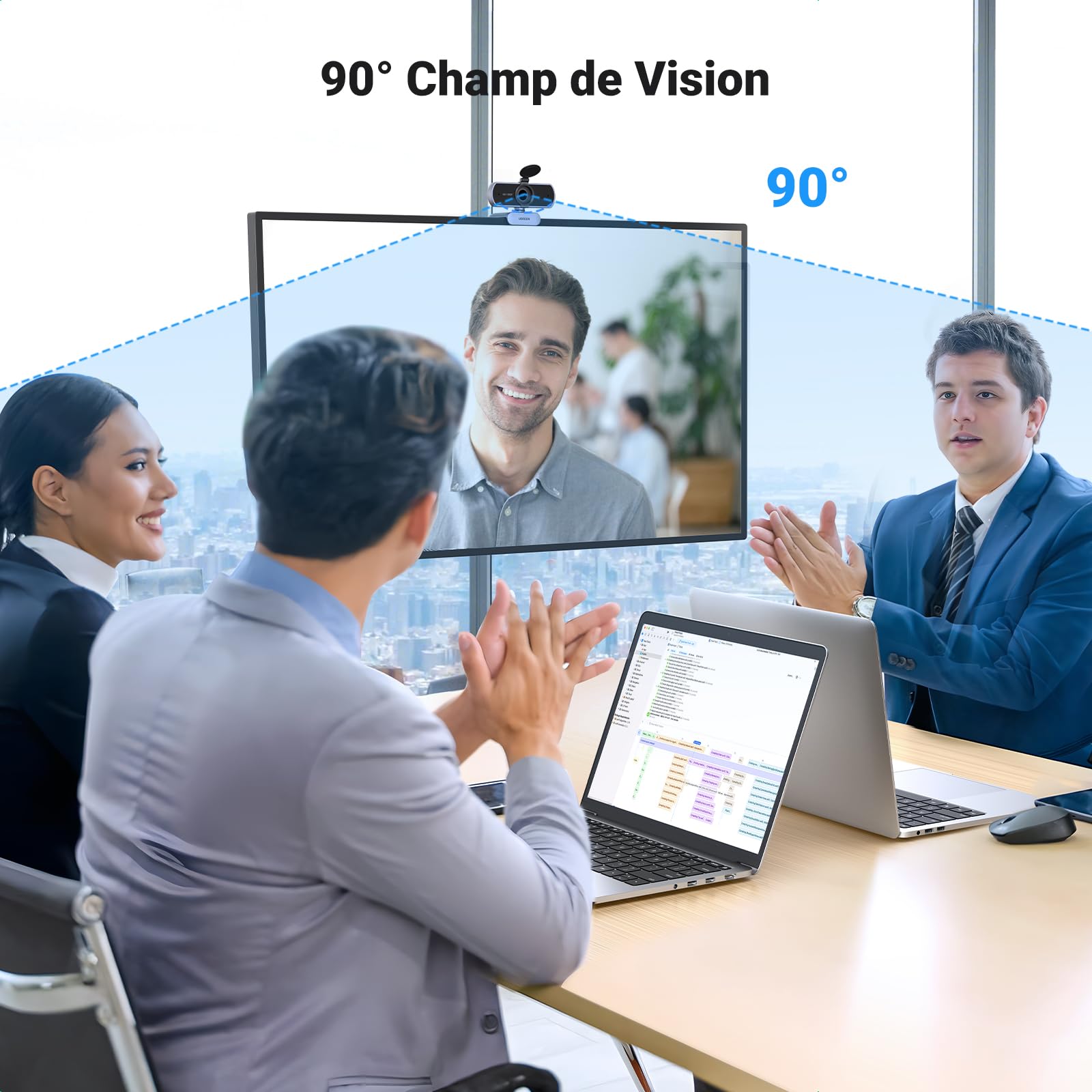 UGREEN Webcam Full HD 1080P 30FPS Caméra USB PC Mise au Point Fixe Deux Micro 360° Rotation Plug Play Windows MacOS Linux