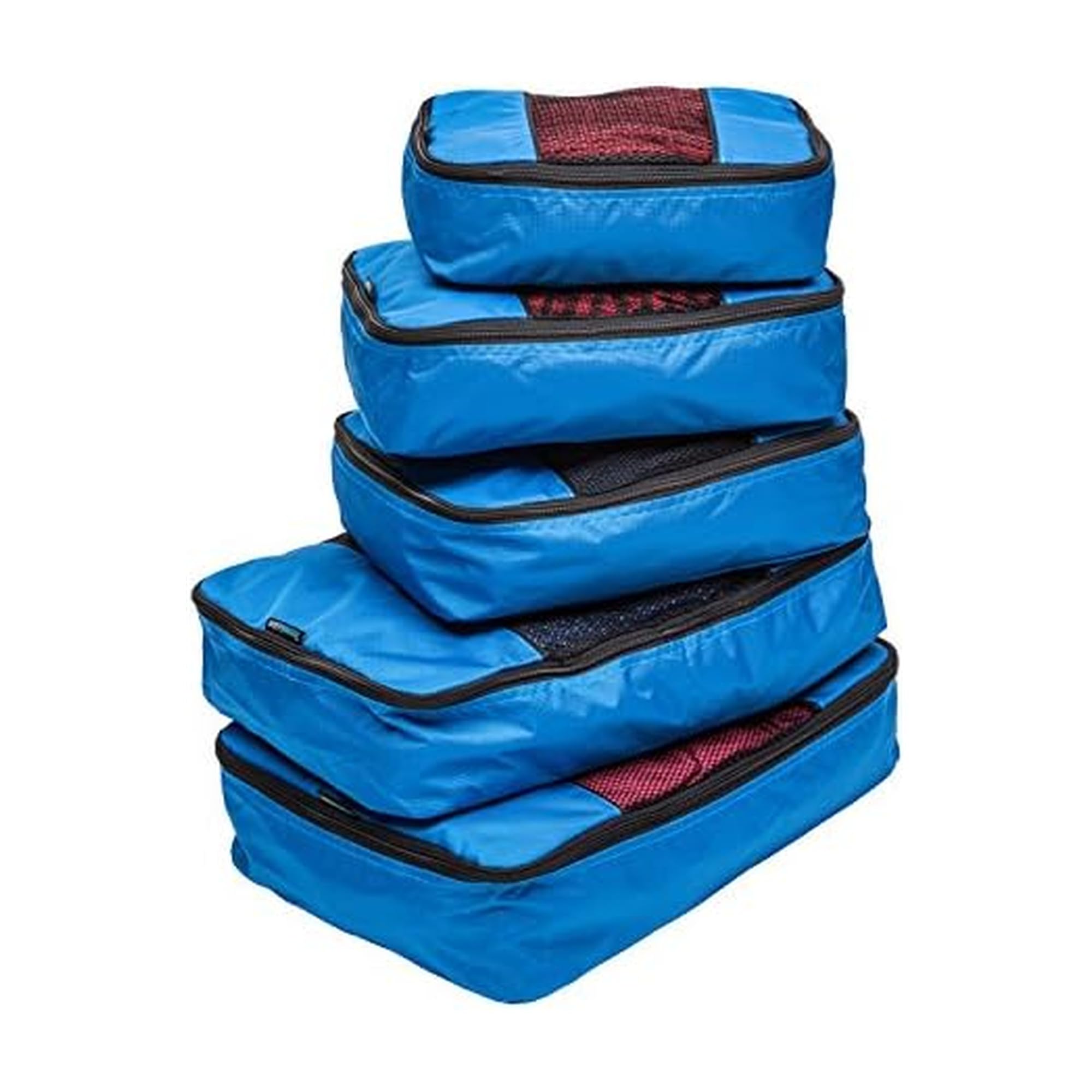 Luggage Packing Organization Cubes 5 Pack, Blue, 2 Small, 2 Medium, 1 Large