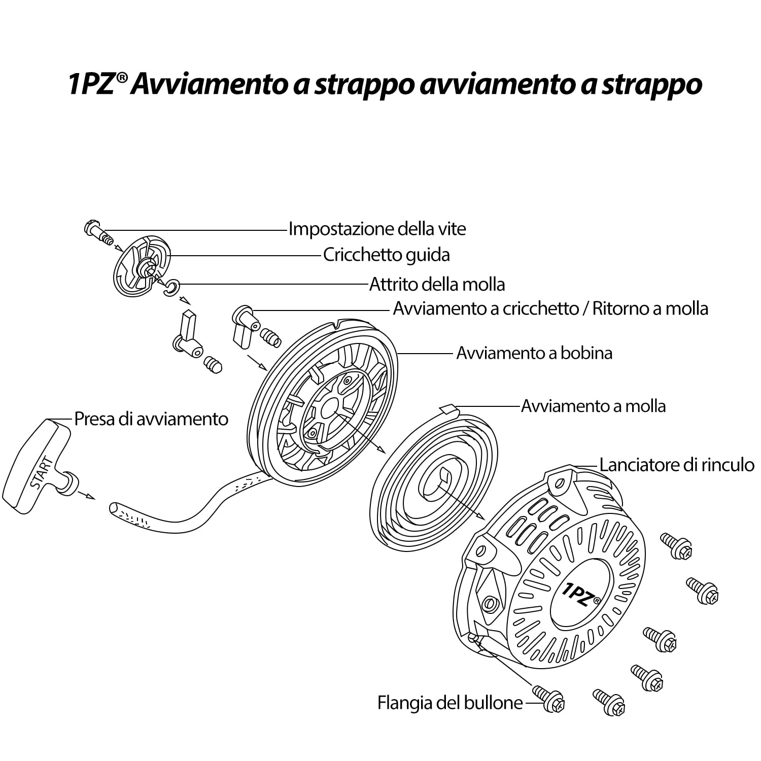 1PZ WL1-G02 Avviamento a Strappo Sostitutivo per Honda GX120 GX140 GX160 4hp 5.5hp 6.5hp Generatore Motore Parte del Tosaerba