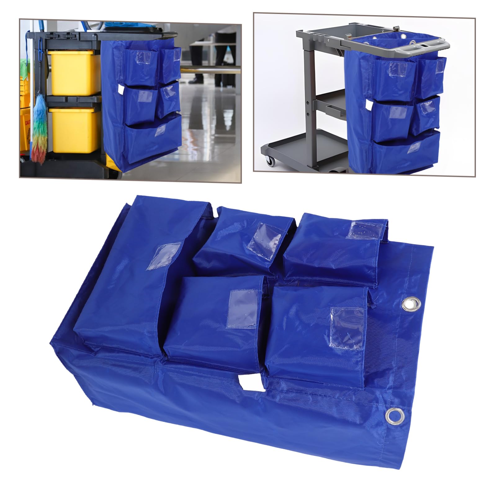 Bolsa de Limpieza para Carrito Tejido Oxford Azul, Reutilizable y Diseño Multifuncional Adecuado para Limpieza y Mantenimiento en Hoteles