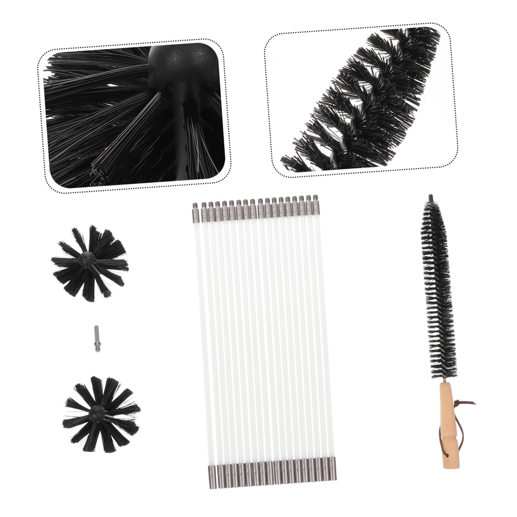 Cabilock Scovolino Canne Fumarie per Pulizia, Spazzola in Nailon Aste Flessibili e Connessione Filettata, per Stufa e Asciugatrice,