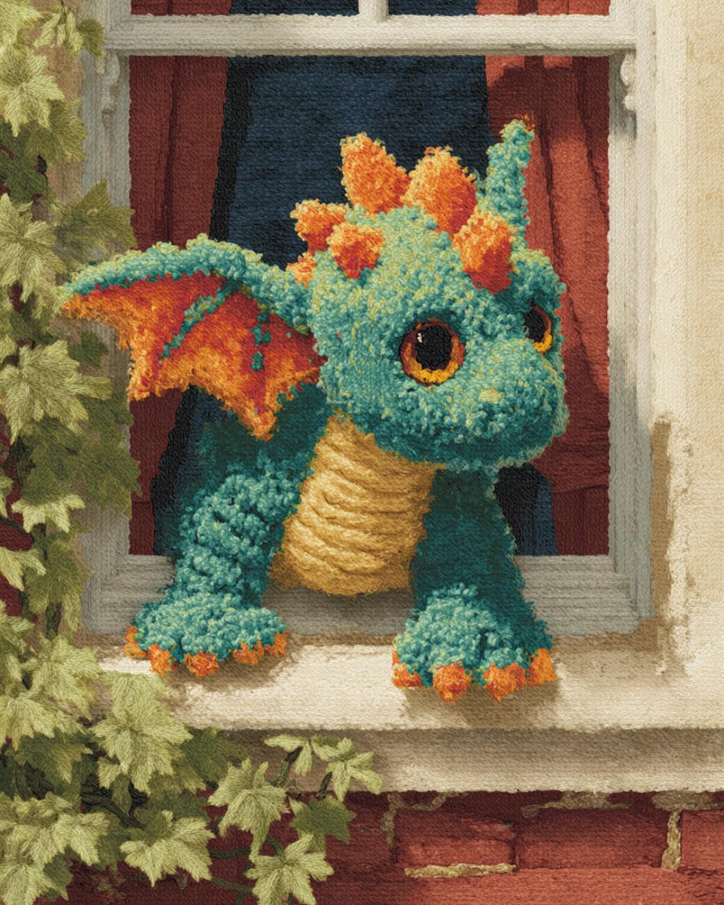 AMBATTERY Latch Hook Rug Kit Dragon by the Window 60x90cm