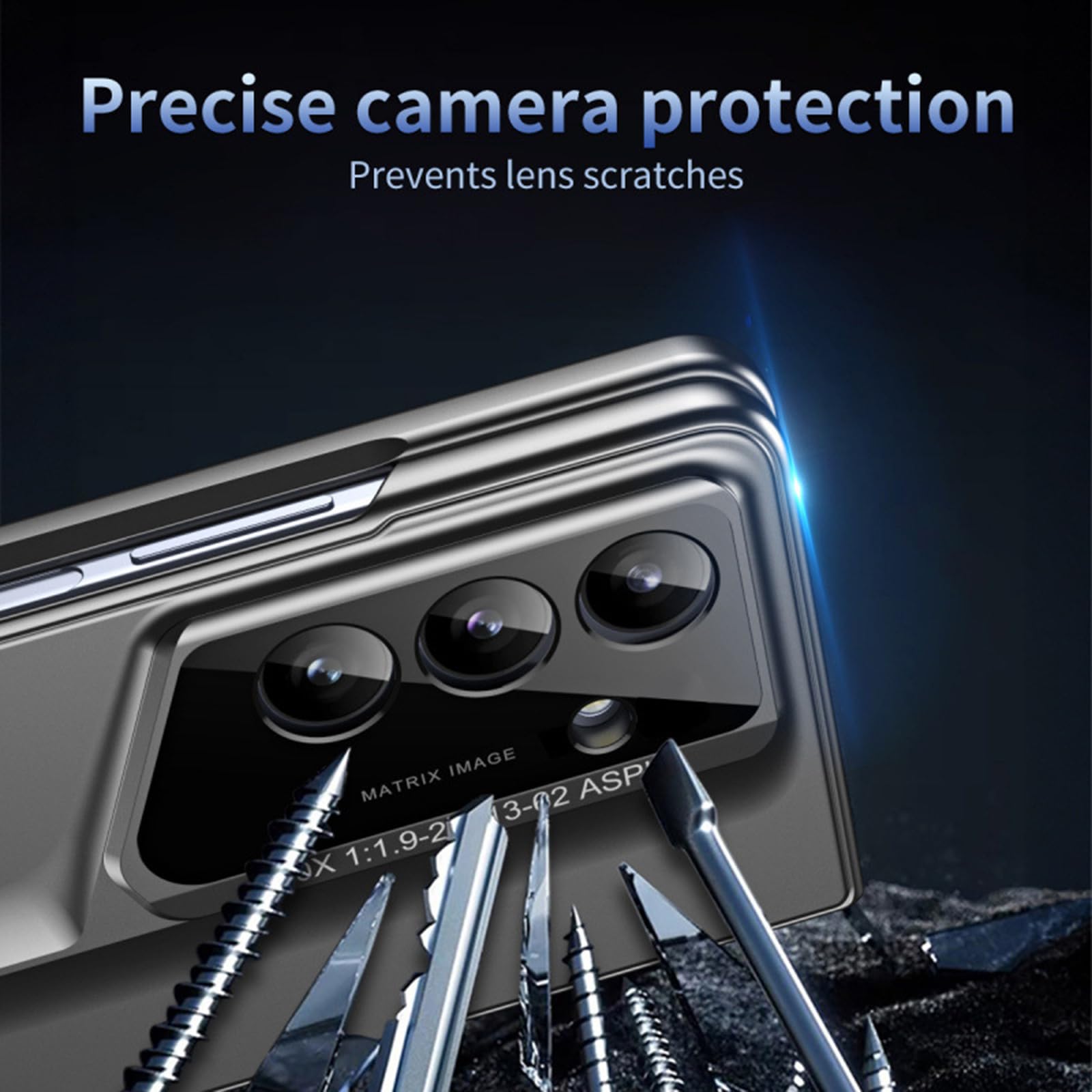 Dünne Hülle für Samsung Galaxy Z Fold 8 Ultra, Galvanik Gefrostet | All-inclusive Glas Bildschirm Objektiv Schutzhülle Leichte Luxus Geschäftlich Handyhülle,Blau,Fold 8 Ultra