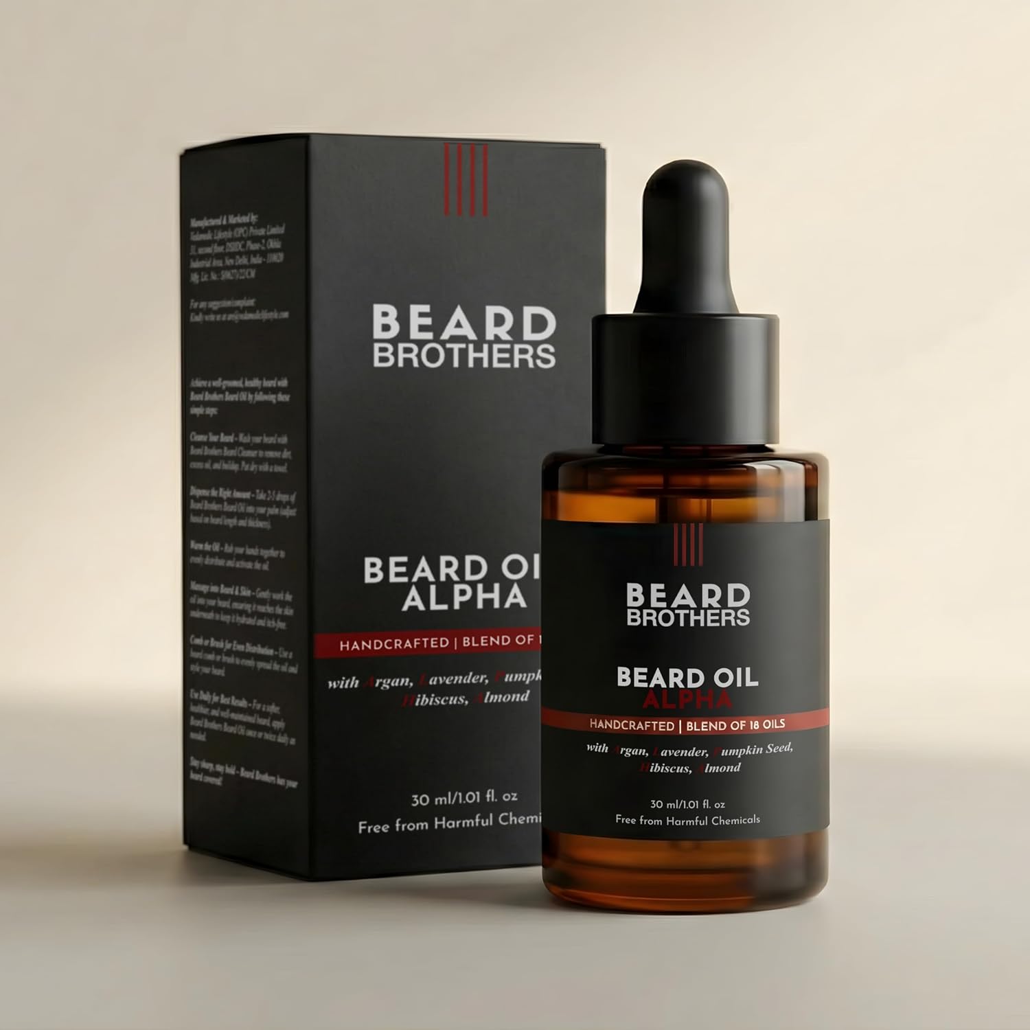 BEARD BROTHERS Alpha Beard oil for men Fast growth and Mustache Growth with Almond Jojoba and Natural Oils Non-Greasy Hair...