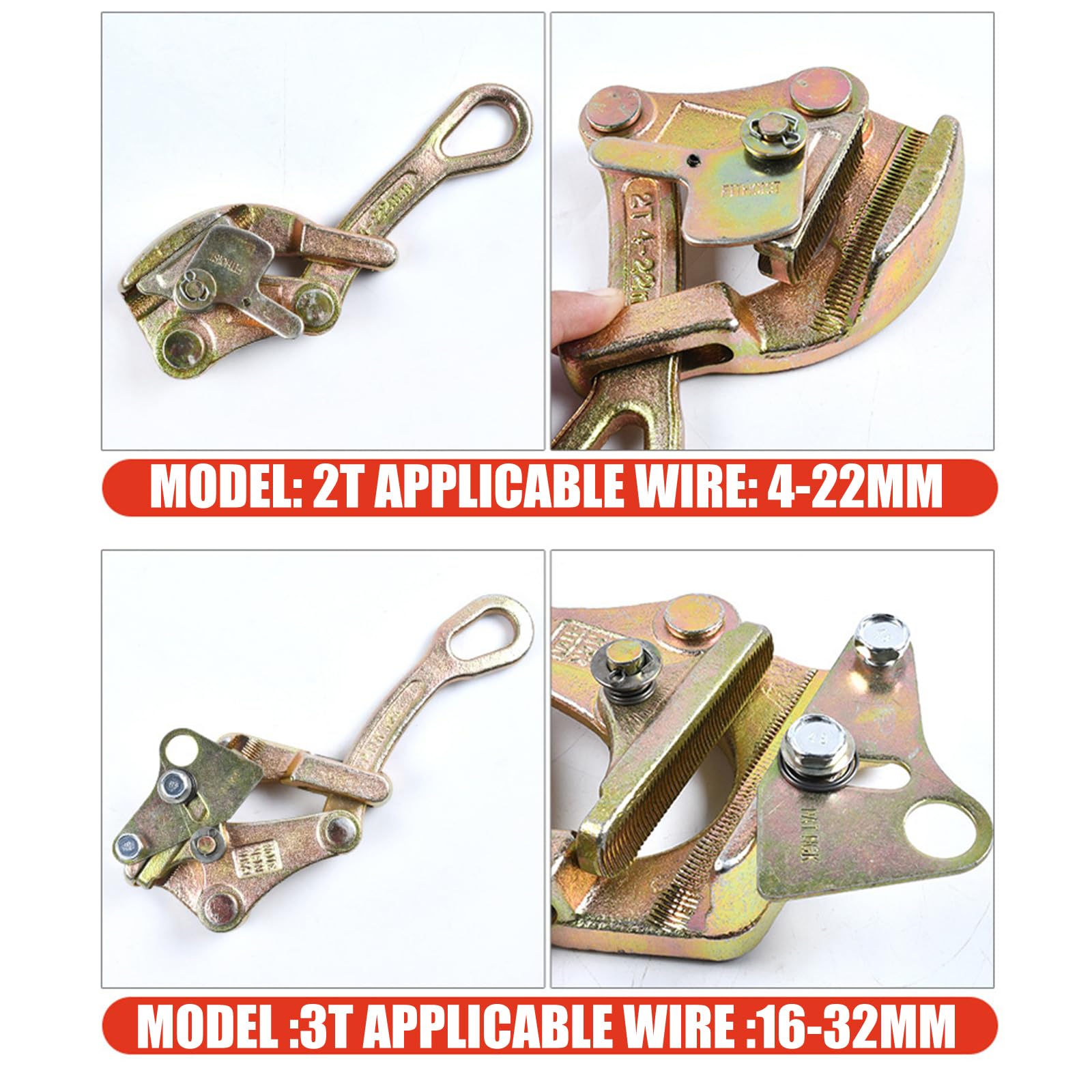 Morsetti multiuso per funi metalliche in acciaio al carbonio, stringicavo ideali per linee elettriche, telecomunicazioni, cavi e varie configurazioni, strumento portatile di tensionamento dei cavi