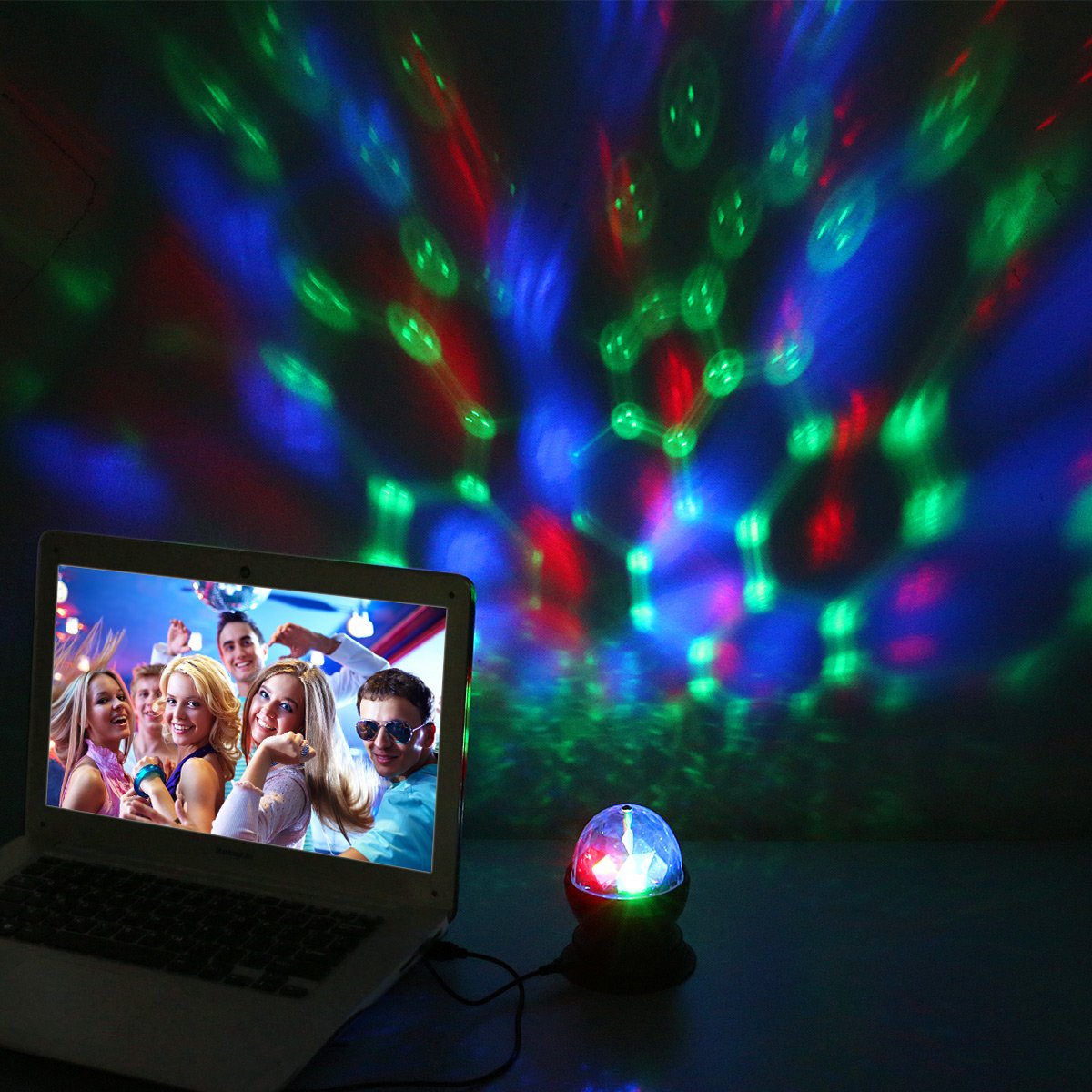 LE Luci Discoteca, Rotazione a 360° Lampada da Discoteca per Natale, Feste, Bar, Club, Car, Regalo per Bambini