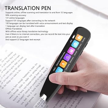 Translation Scanning Pen,Record Black Scan Reader Pen,Dictionary Pen Scanning Smart Scanner Translator Device,AI Dictionary Reading Pen for Language Learners Travel 131 Language