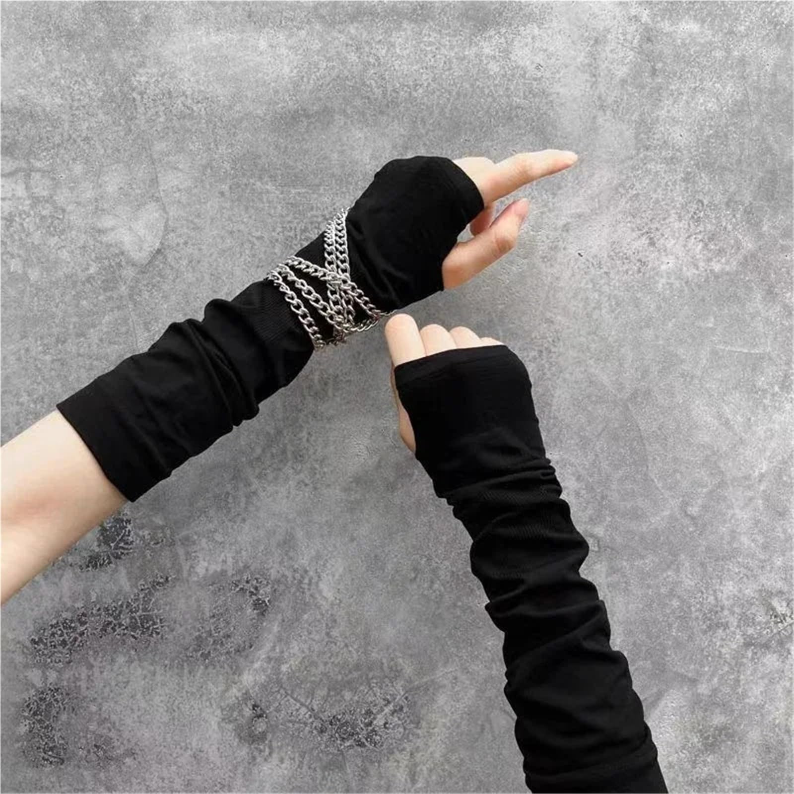 3 pares de guantes suaves y finos sólidos, manoplas manga larga for hombre mujer, calentadores brazos sin dedos