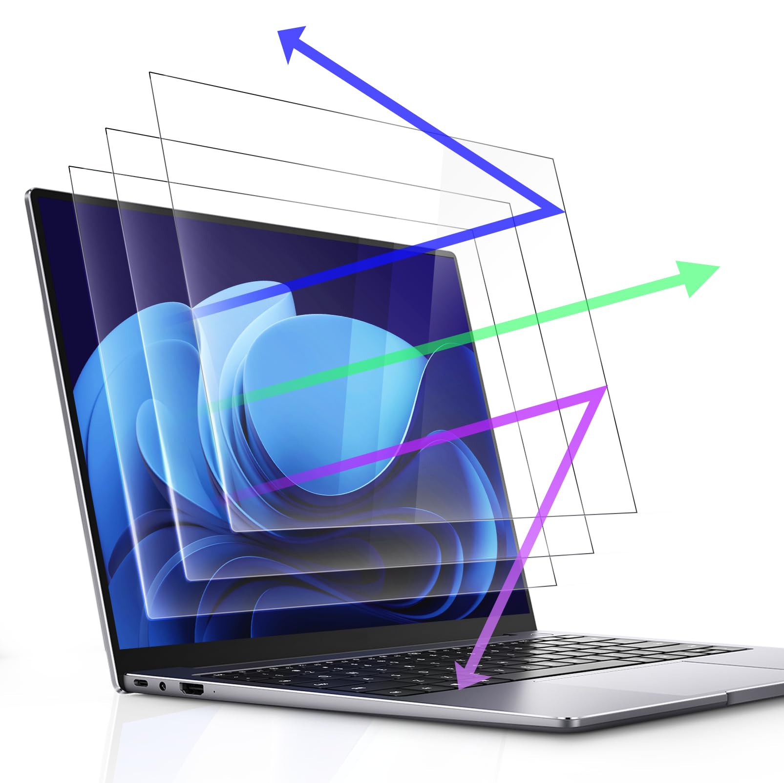 [Set of 3] 14 inch 16:9 Blue Light Cut Film, Anti-Glare Computer Screen Filter, Matte Anti-Reflective PC Protective Film, Anti-Fingerprint & Bubble Free