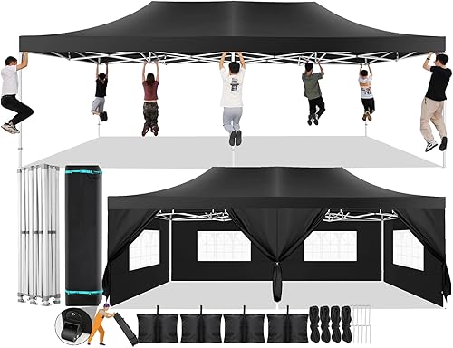 Miniatura 37 de COBIZI Toldo desplegable de 6.6 x 6.6 pies sin pared lateral, toldo resistente UPF 50+ para todas las estaciones, resistente al viento e