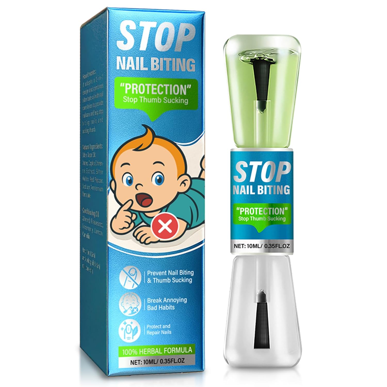 Nail Biting Treatment For Kids,Thumb Sucking Deterrent - Safe, Natural Solution to Stop Finger Biting and Thumb Sucking Habits for All Ages, 10ml
