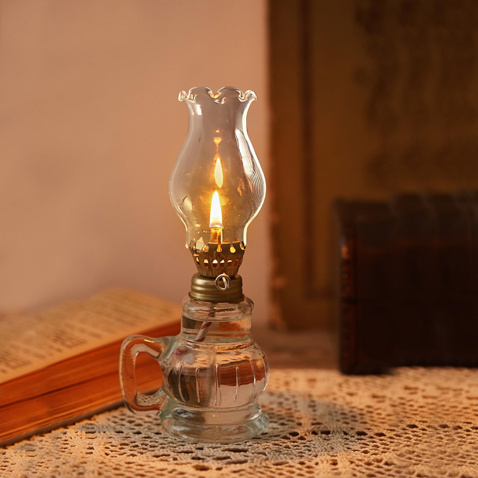 Coleman Lantern Mantles Vintage Glass Oil Lamp - 6.5 Lamp Oil For Indoor Use, image size:1600x1600