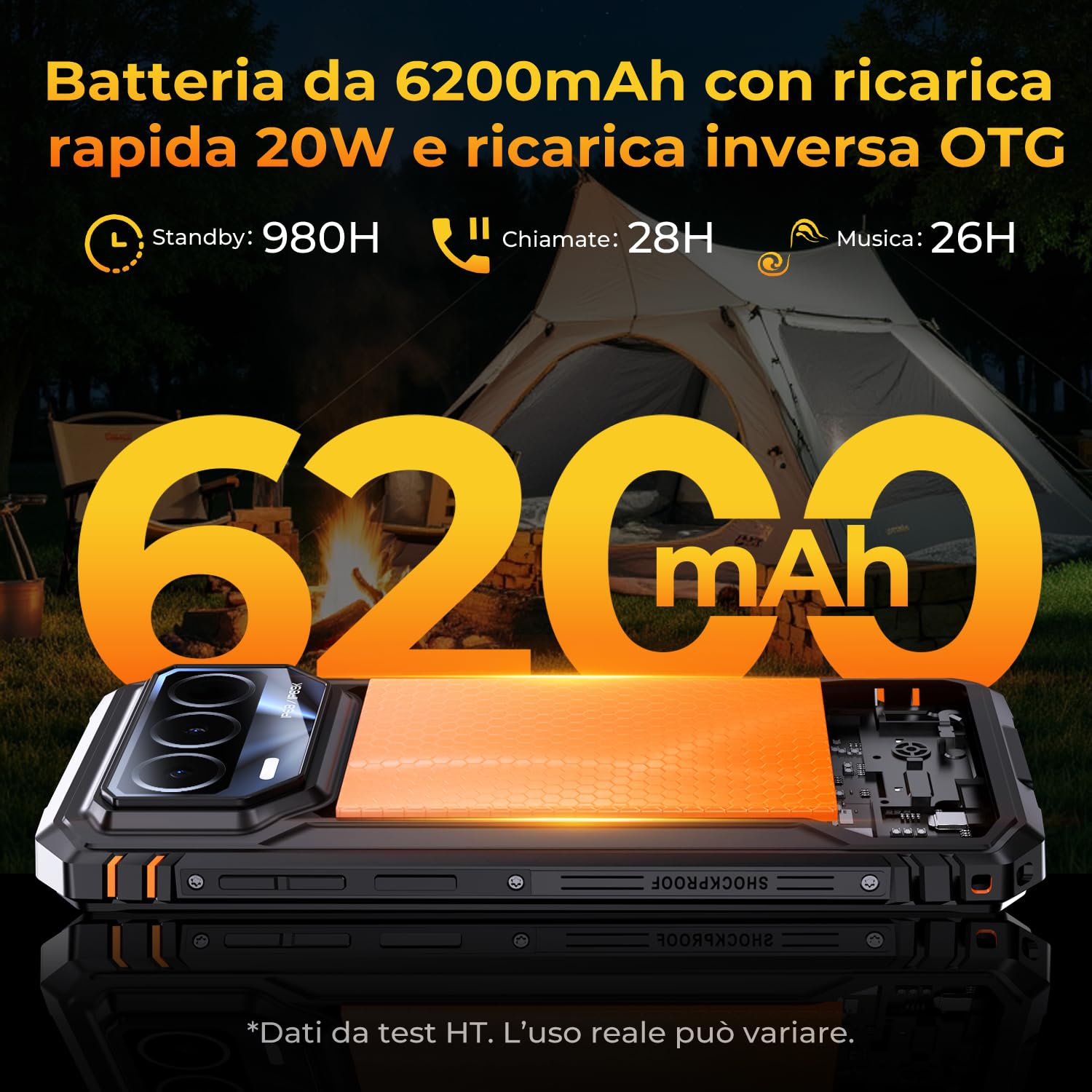 HOTWAV T8 Rugged Smartphone Android 16 Telefono Indistruttibile | 12GB+64GB/2TB TF Cellulare Robusto, 6200mAh 6.75" HD+ 5MP+20MP, Gemini AI, NFC/Face ID/OTG/GPS/Dual SIM 4G