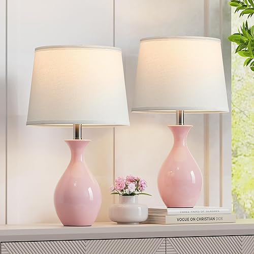 Miniatura 9 de PARTPHONER Juego de 2 lámparas de mesa, modernas lámparas de noche de cerámica para mesitas de noche, lámpara clásica pequeña para dormitorio, sala