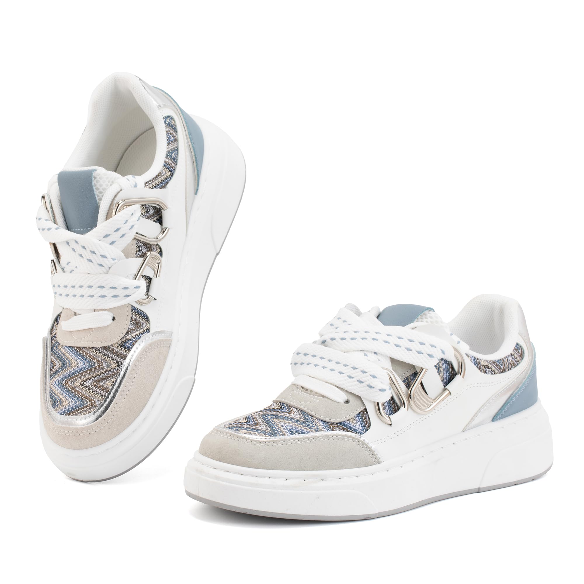 JOMIX Damen Sneaker Atmungsaktiv Turnschuhe mit Schnürung Elegant Plateau Frizeitschuhe für den Außenbereich