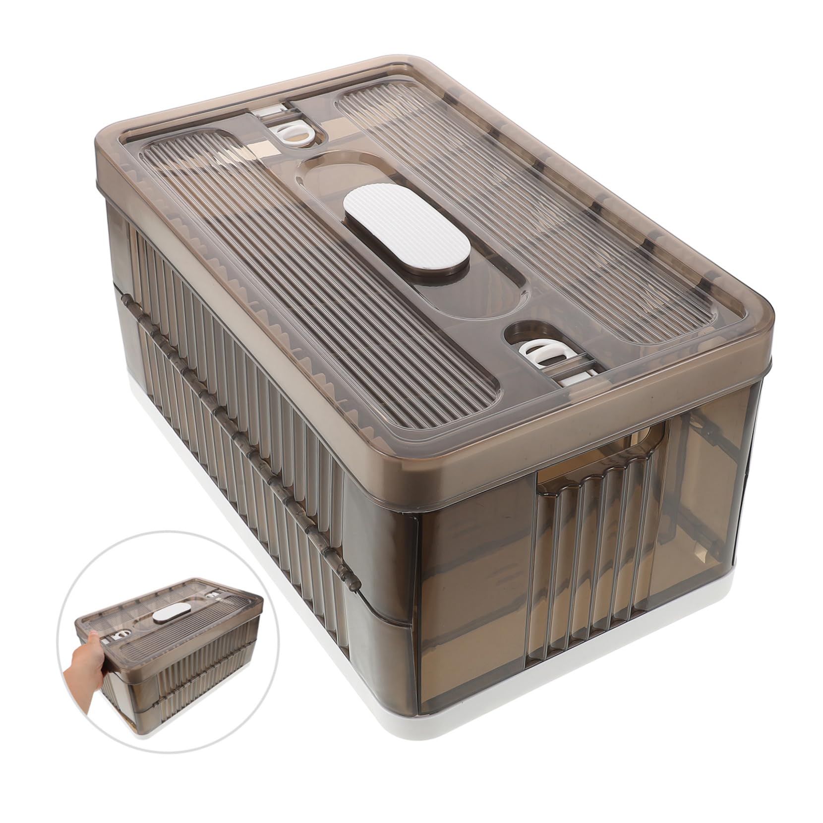 MAGICLULU Caja Organizadora de Ropa Plegable Plástico Tapa Transparente Gran Capacidad con 7 Compartimentos para Armario y Dormitorio